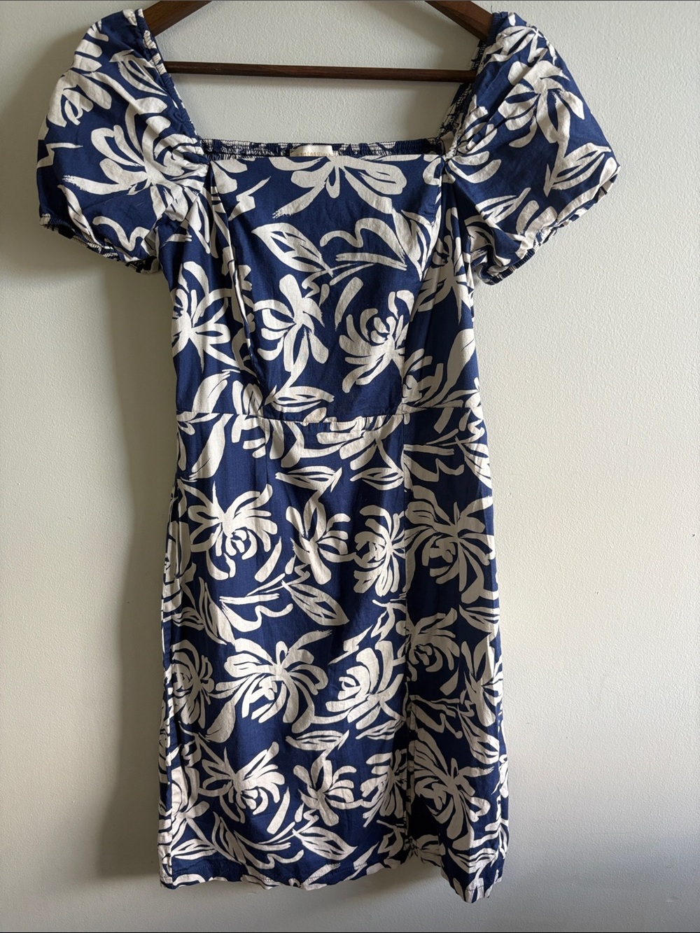 Monteau‎ Los Angeles Blue Floral Puff Sleeve Mini Dress M